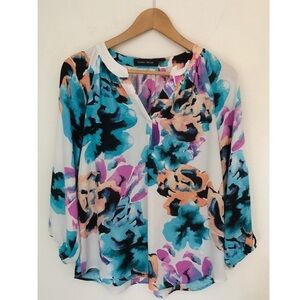 Ivanka Trump Abstract Neon Floral Blouse